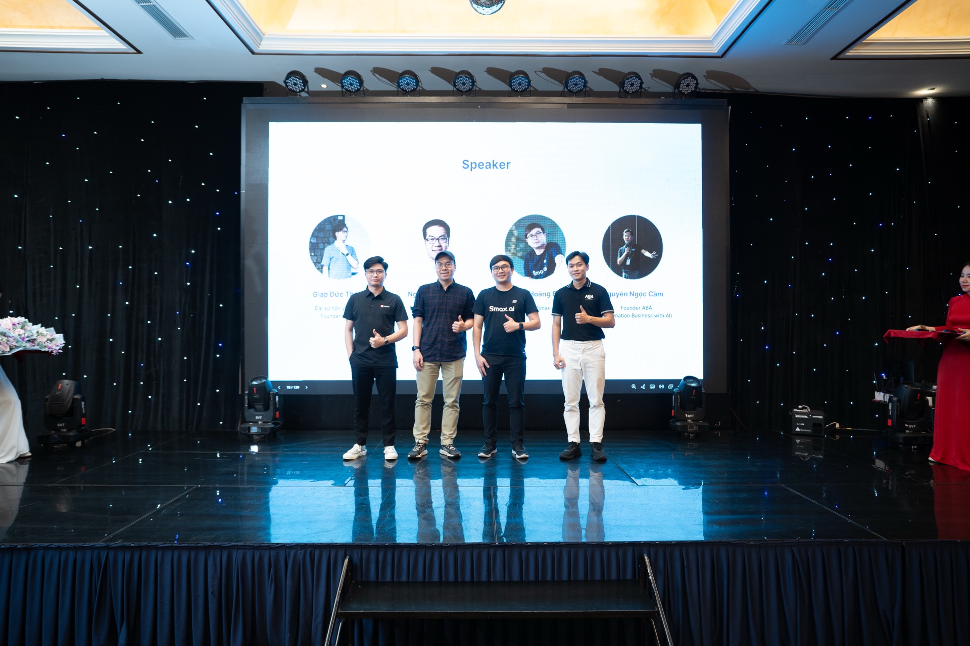 Daniel Nguyen speaking at AI event